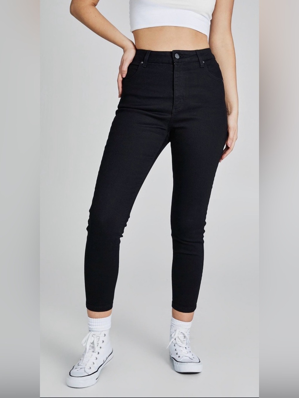 Cotton On High Cropped Black Skinny Jeans Size 4 NWT